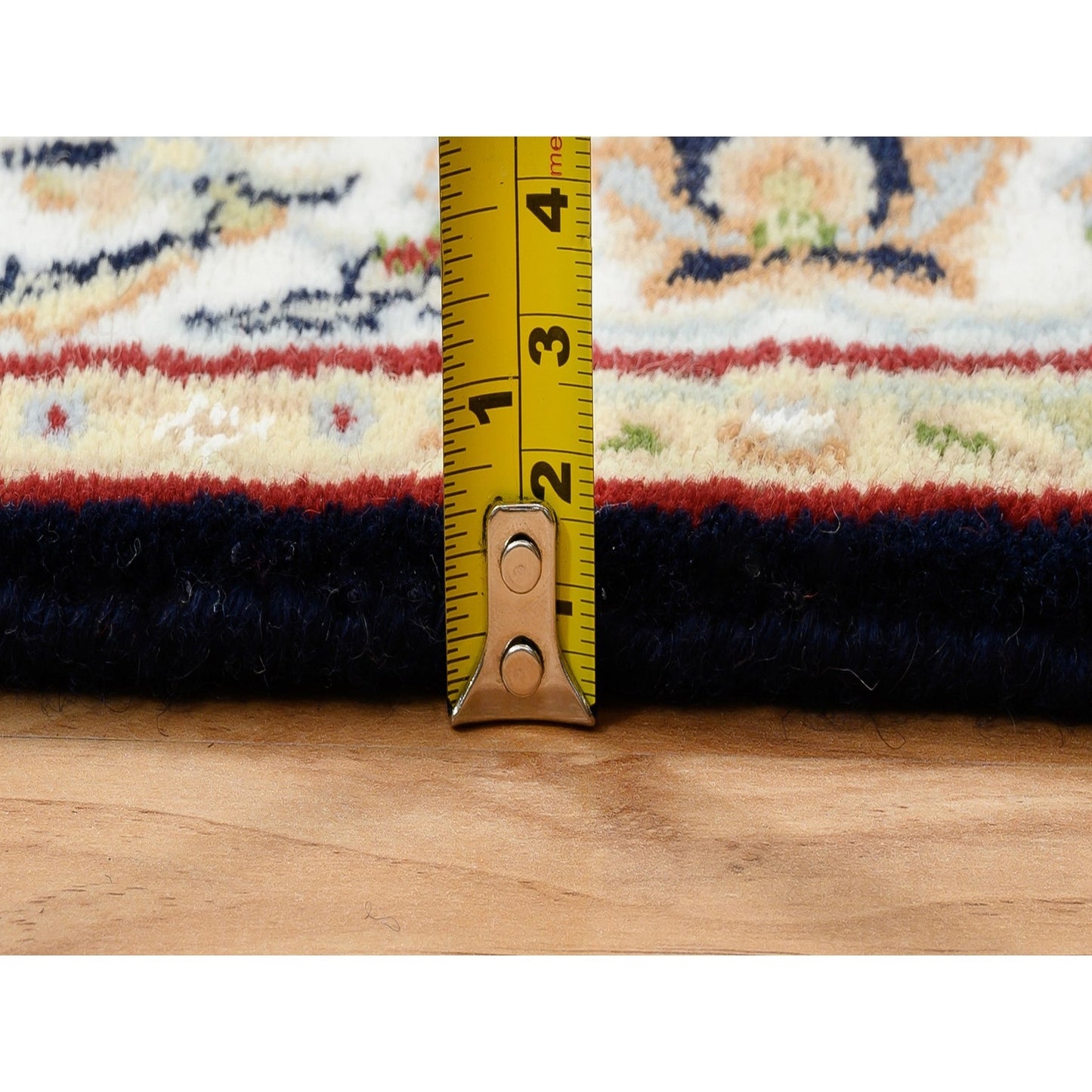 2'7"X16'4" Midnight Blue Hand Knotted Nain 250 Kpsi Wool-Silk Runner Rug