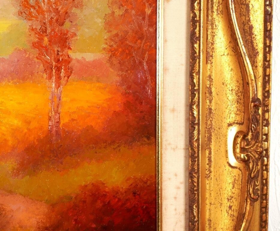 Ronald Greg (Usa) 'Autumn Along The Yonne' Original Oil Painting, Signed, Framed