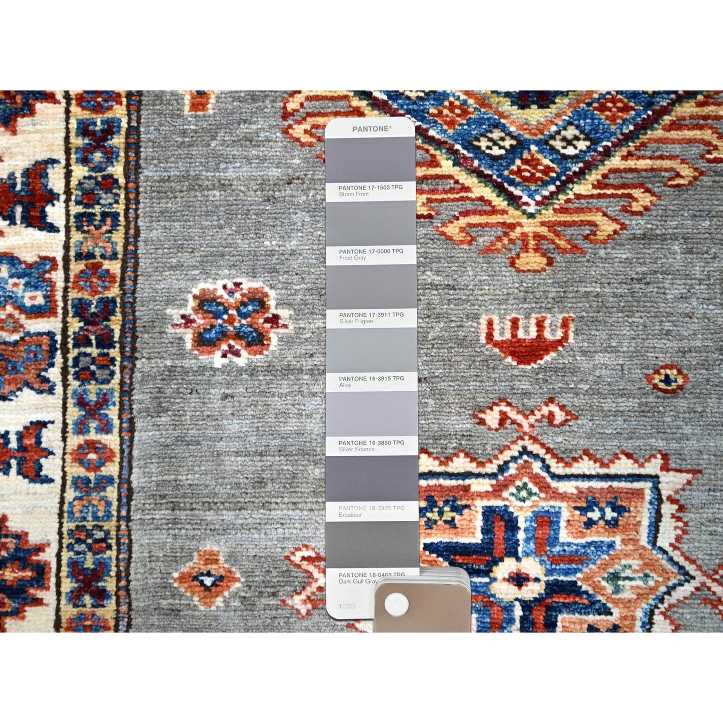 2'8"X15'5" Gray Afghan Super Kazak 100% Wool Oversized Oriental Runner Rug