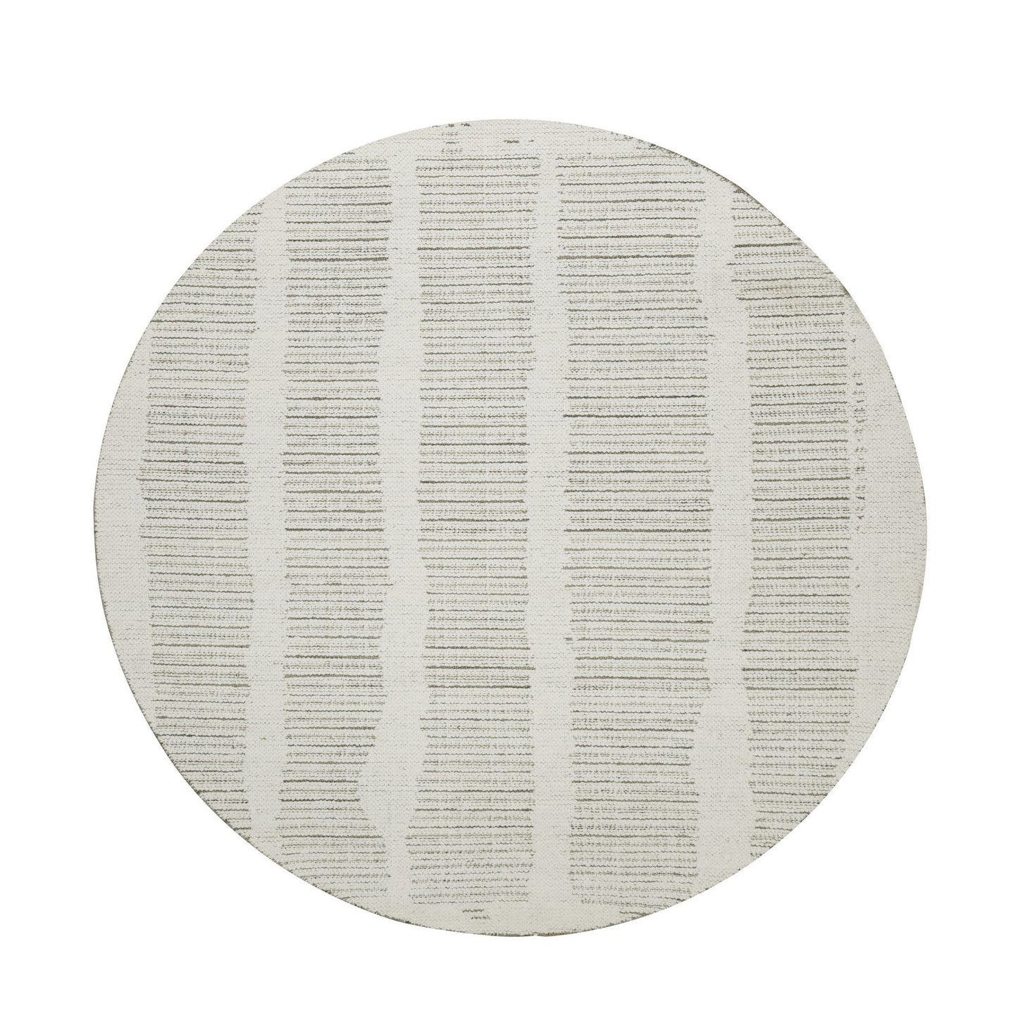 5'9"X5'9" Ivory Hand Woven Round Rug Flat Weave With Pile Natural Wool
