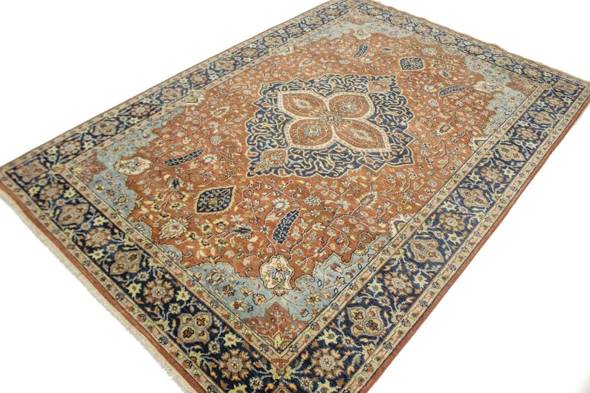 6X9 Ft Handmade Rust Serapi Oriental Rug Farmho