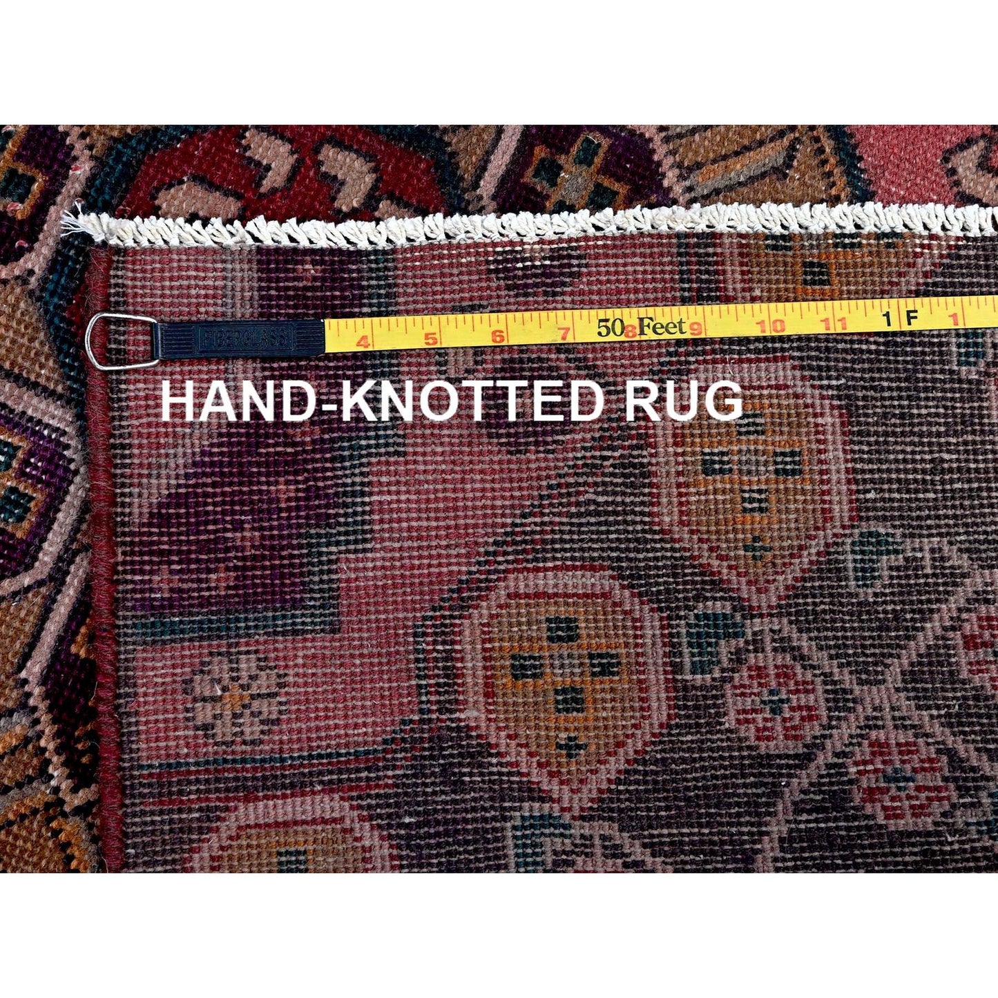 3'1'X9' Red Ovedyed Vintage Zoroastrian Hand Knotted Pure Wool Runner Rug