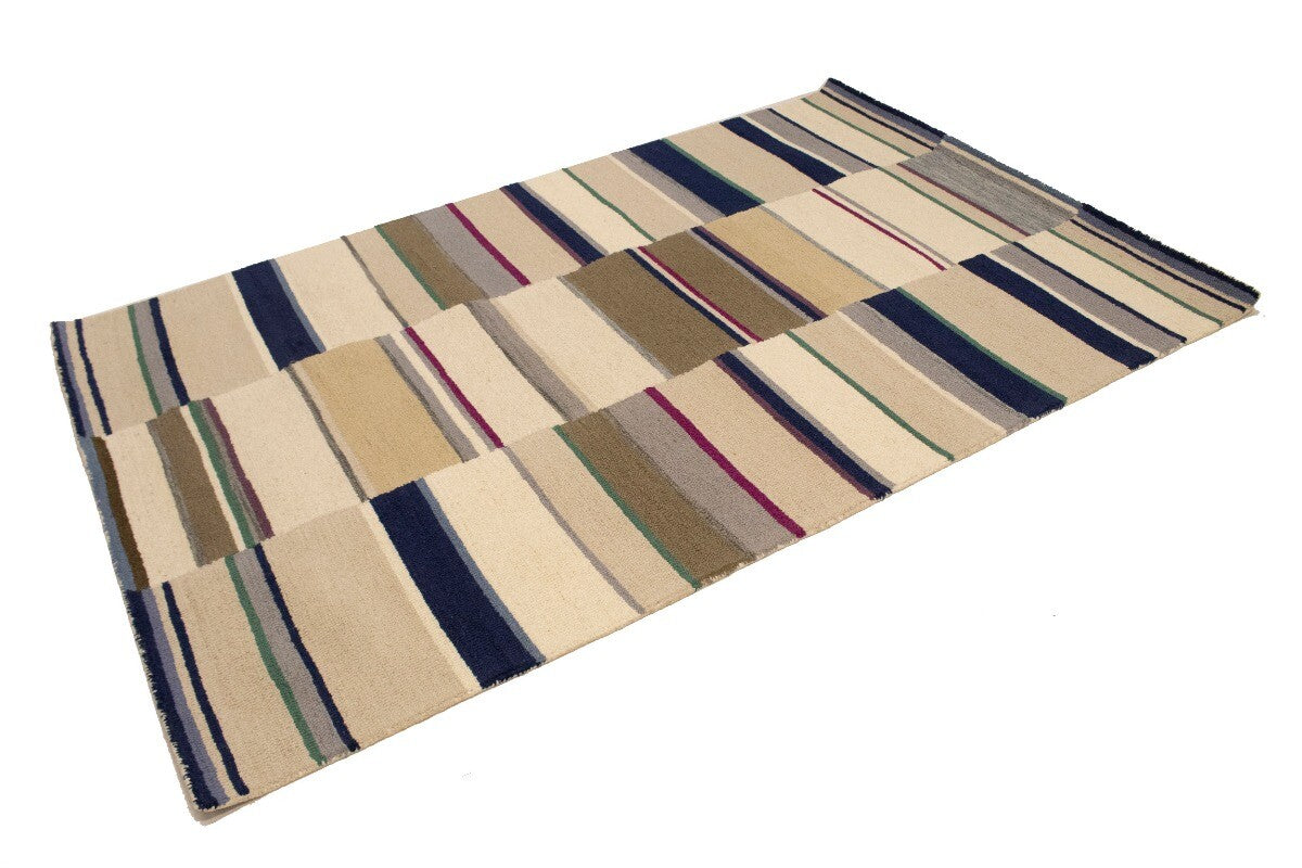 Thick Pile Hand-Tufted Wool Multicolored Stripes