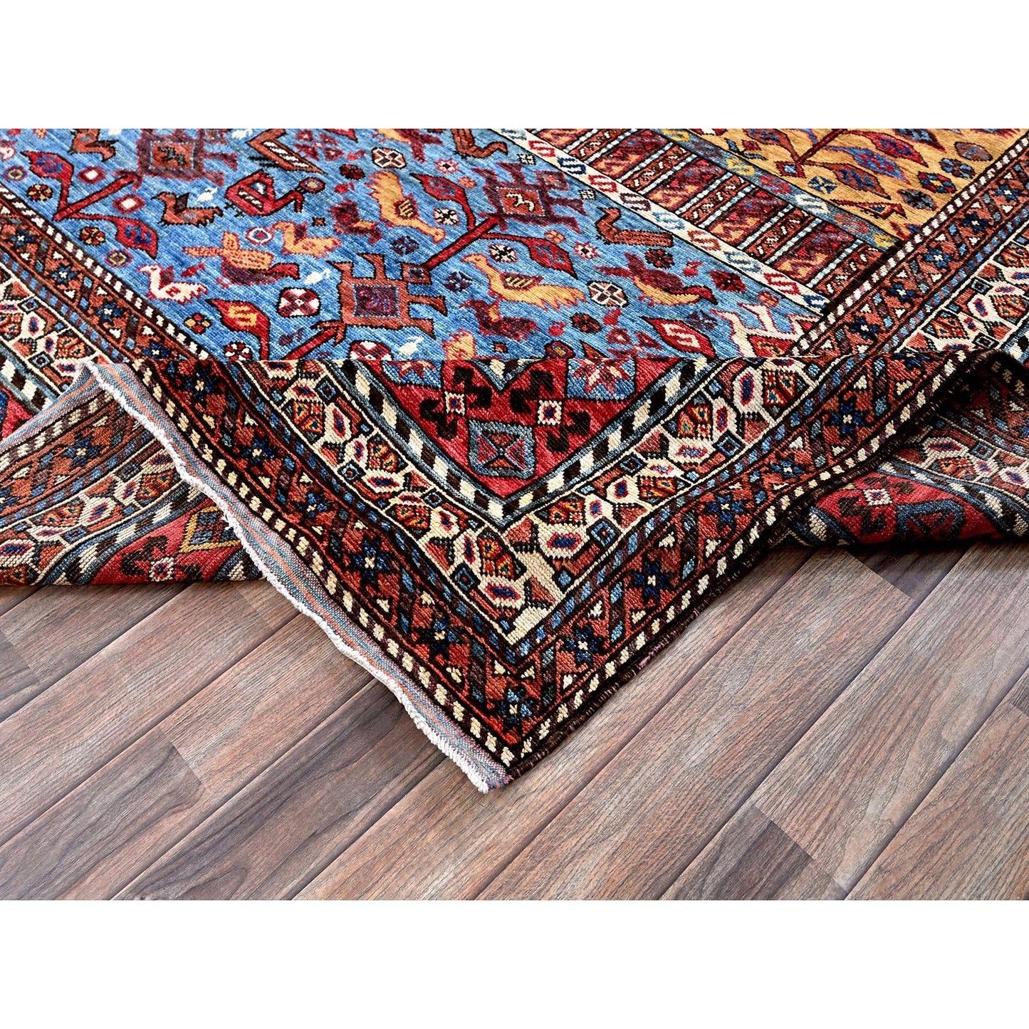 8'7"X10' Yellow Afghan Ersari With Turkish Knot Hand Knotted 100% Wool Rug