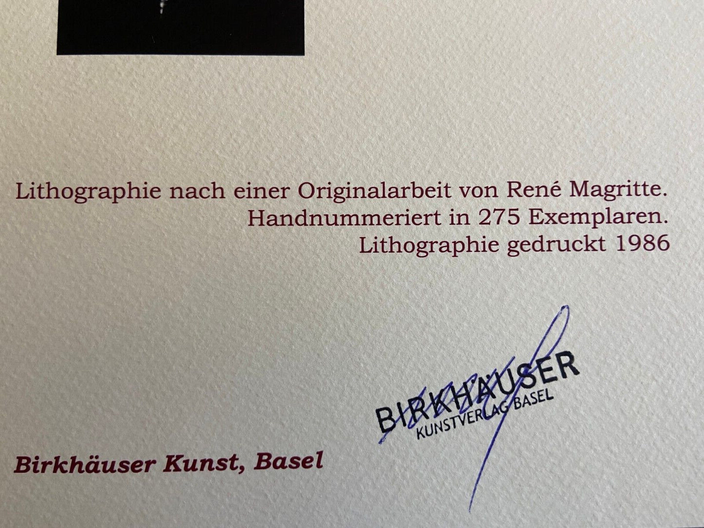 Ren Magritte Lithograph Coa Signed Numbered By Hand