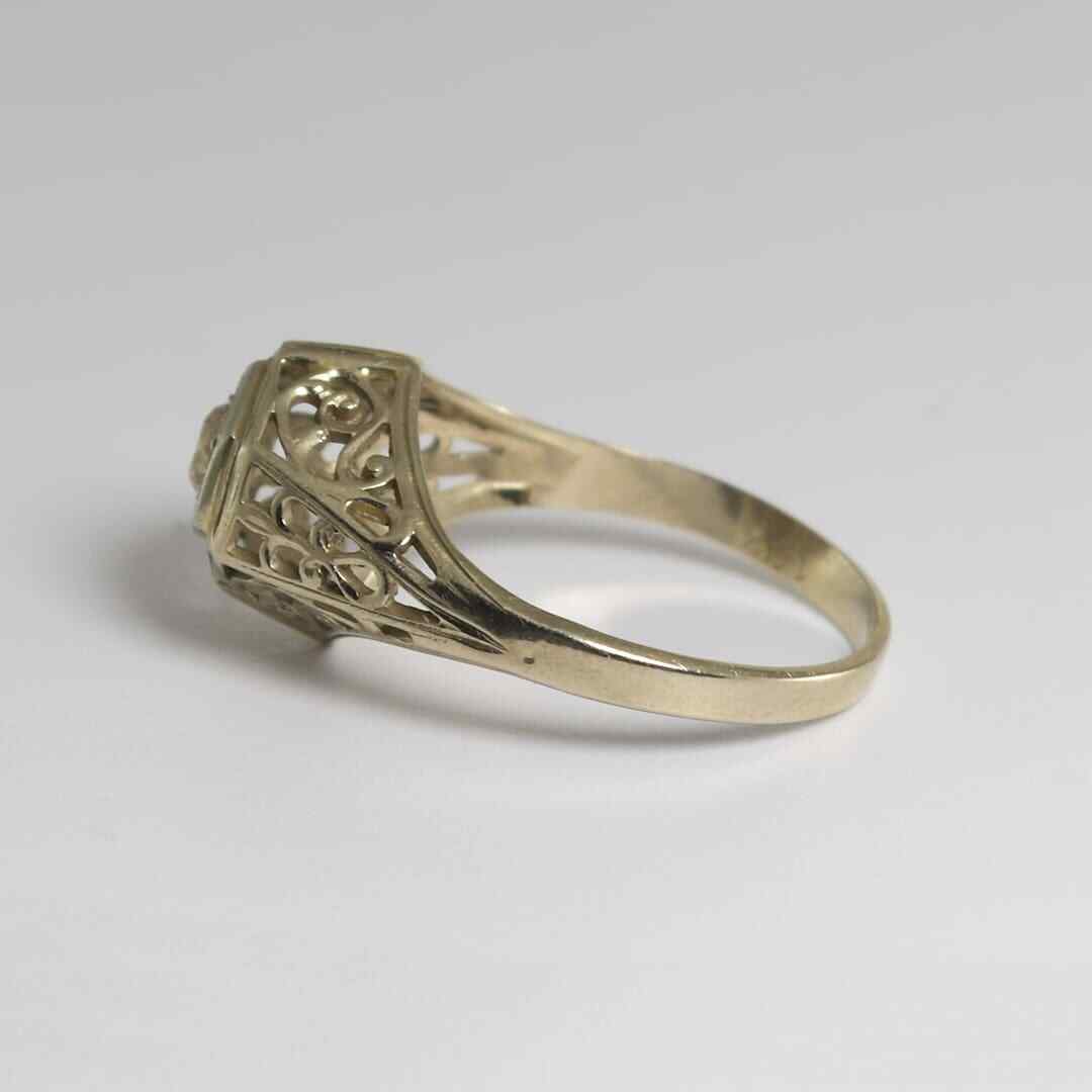 14K White Gold Antique Diamond Ring 0.20Ct