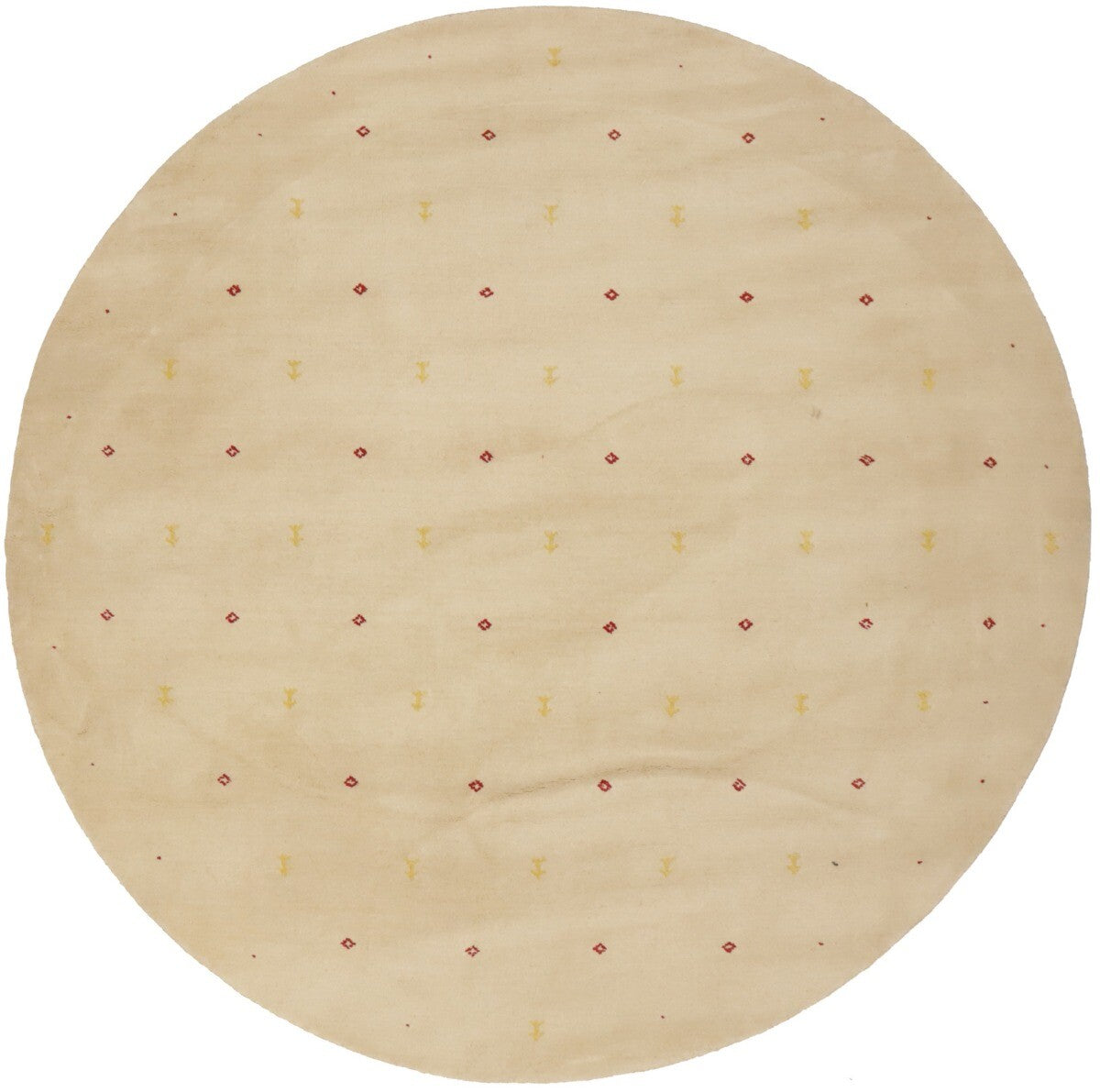 8X8 Ft Round Gabbeh Rug Modern Beige Tribal