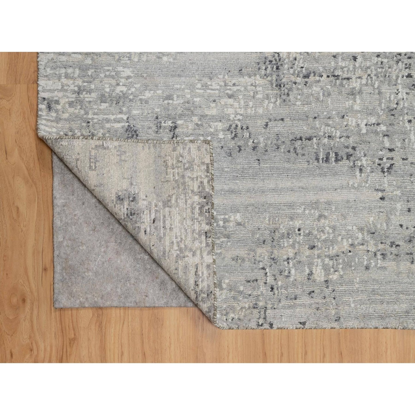 8'1"X8'1" Gray Undyed Natural Wool Modern Hand Knotted Square Rug
