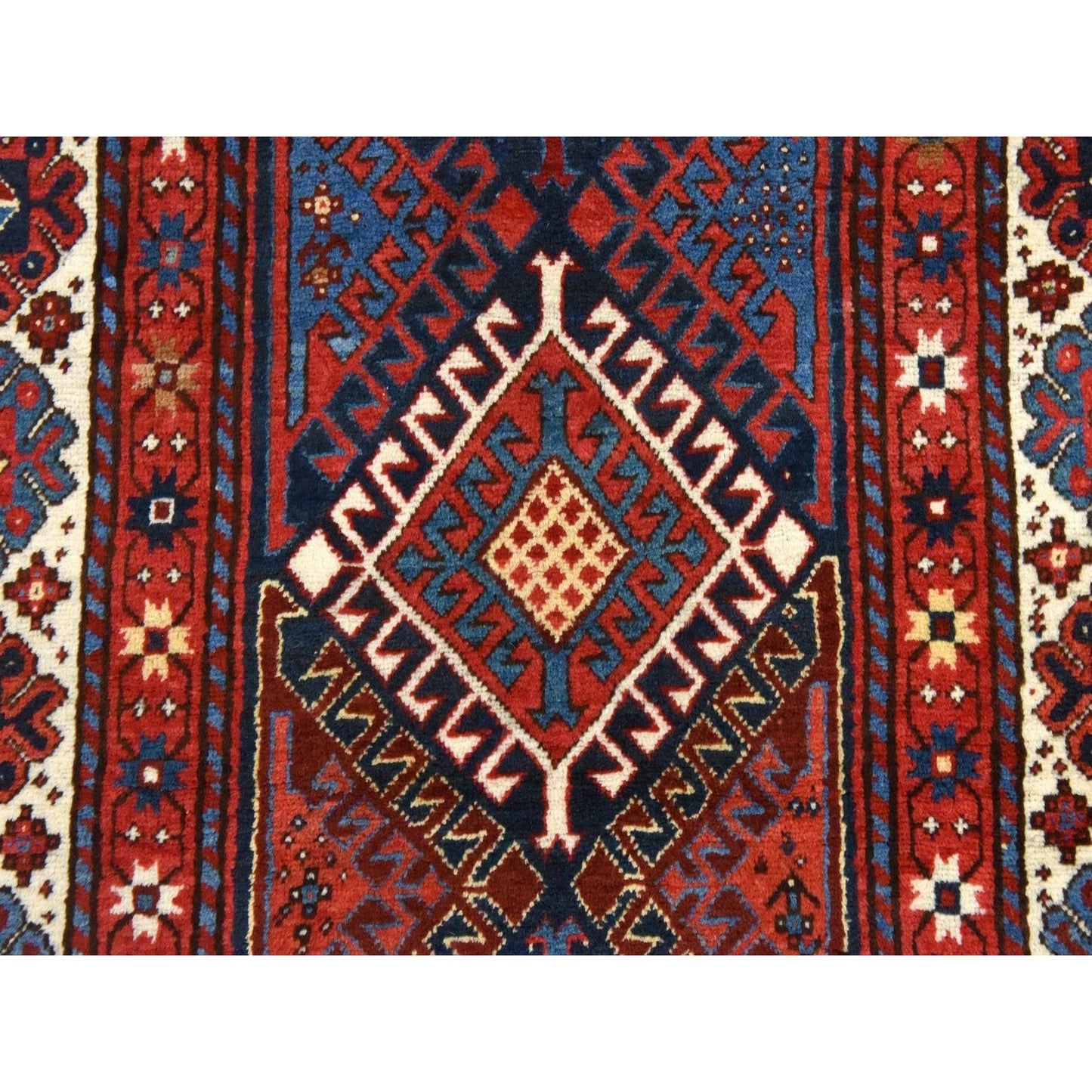 4'X9'4" Red Antique Caucasian Kazak 100% Wool Hand Knotted Runner Rug