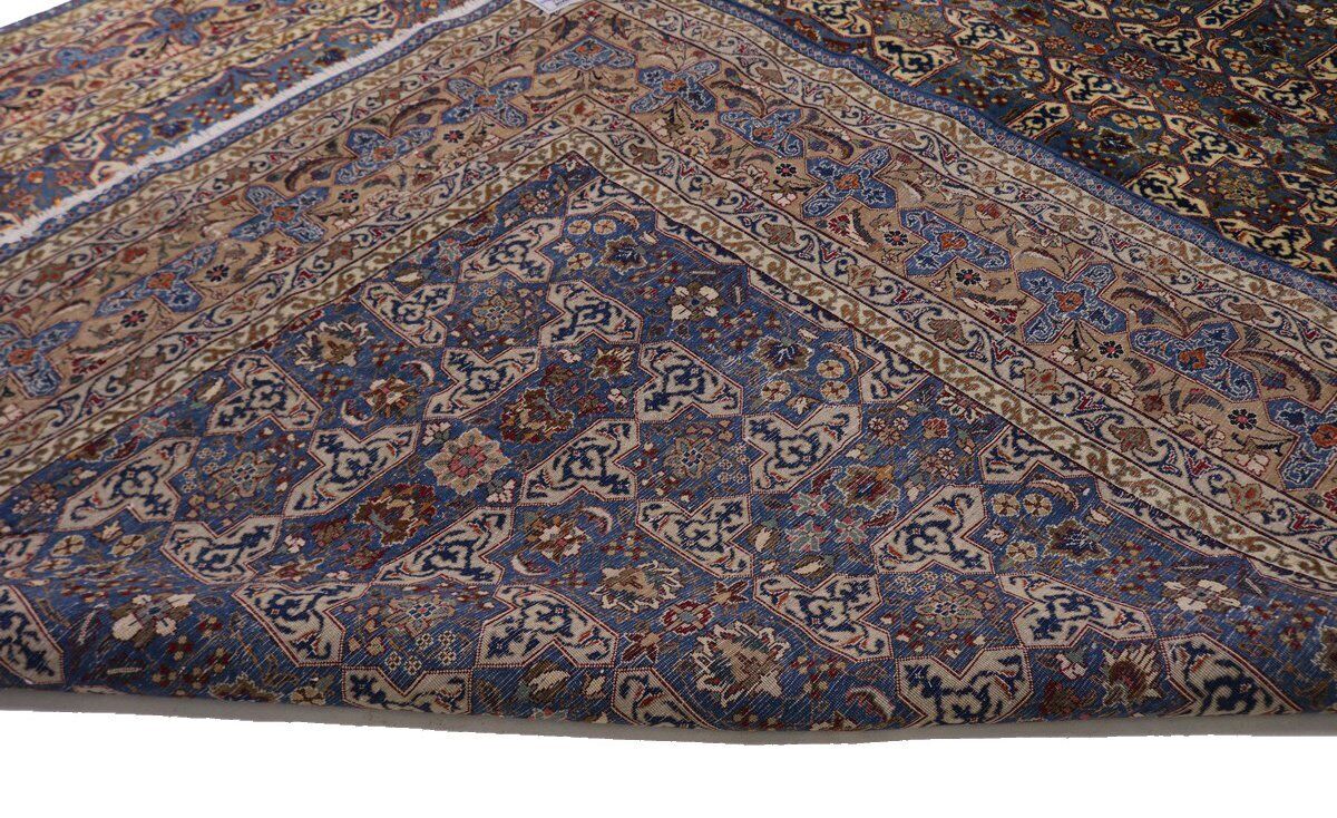 Vintage Blue Wool Oriental Rug Allover Floral