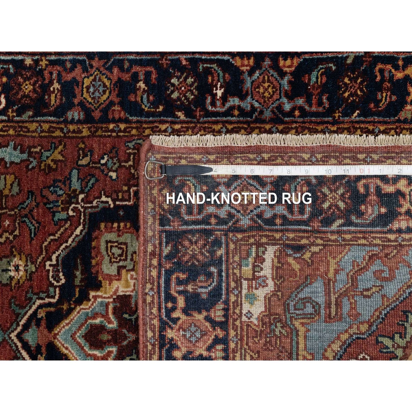 2'7"X6'1" Red Antiqued Heris Re-Creation All Wool Hand Knotted Runner Rug