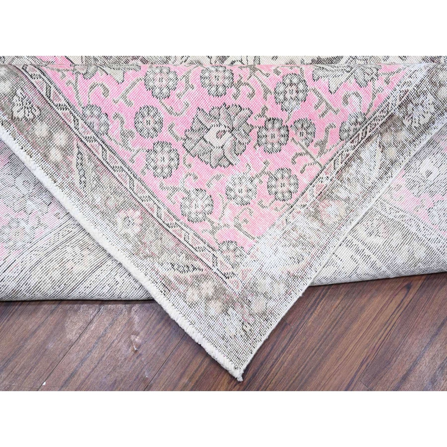 11'3"X15'9" Blush Pink Vintage Tebraz Soft Wool Hand Knotted Rug