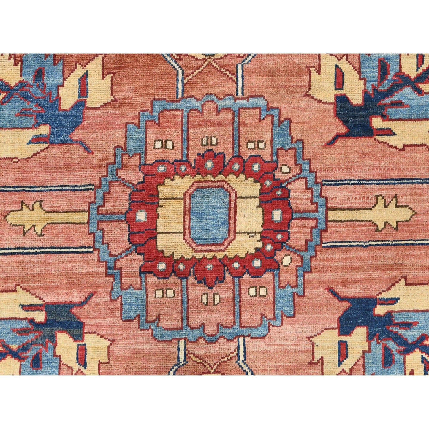 9'X12' Rich Red Medallion Design Natural Wool Hand Knotted Oriental Rug