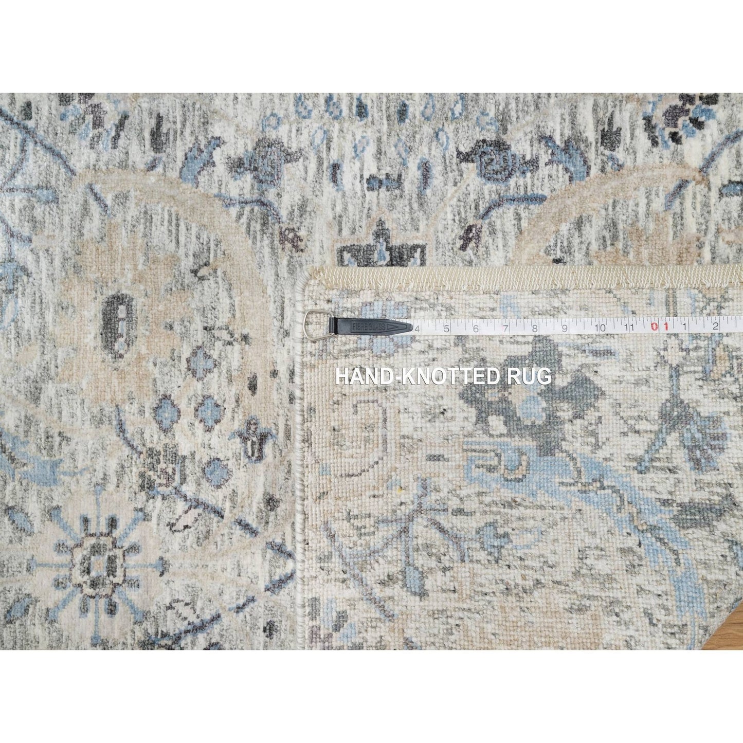 2'7"X25'9" White Hand Knotted Sickle Leaf Silk And Wool Xl Runner Rug