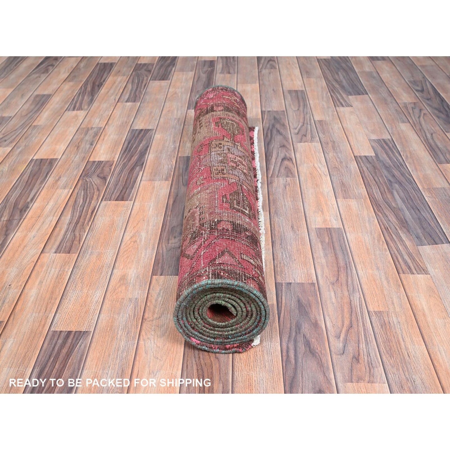 3'4"X9'8" Pink Old Northwest Zoroastrian Hand Knotted Wide Runner Rug