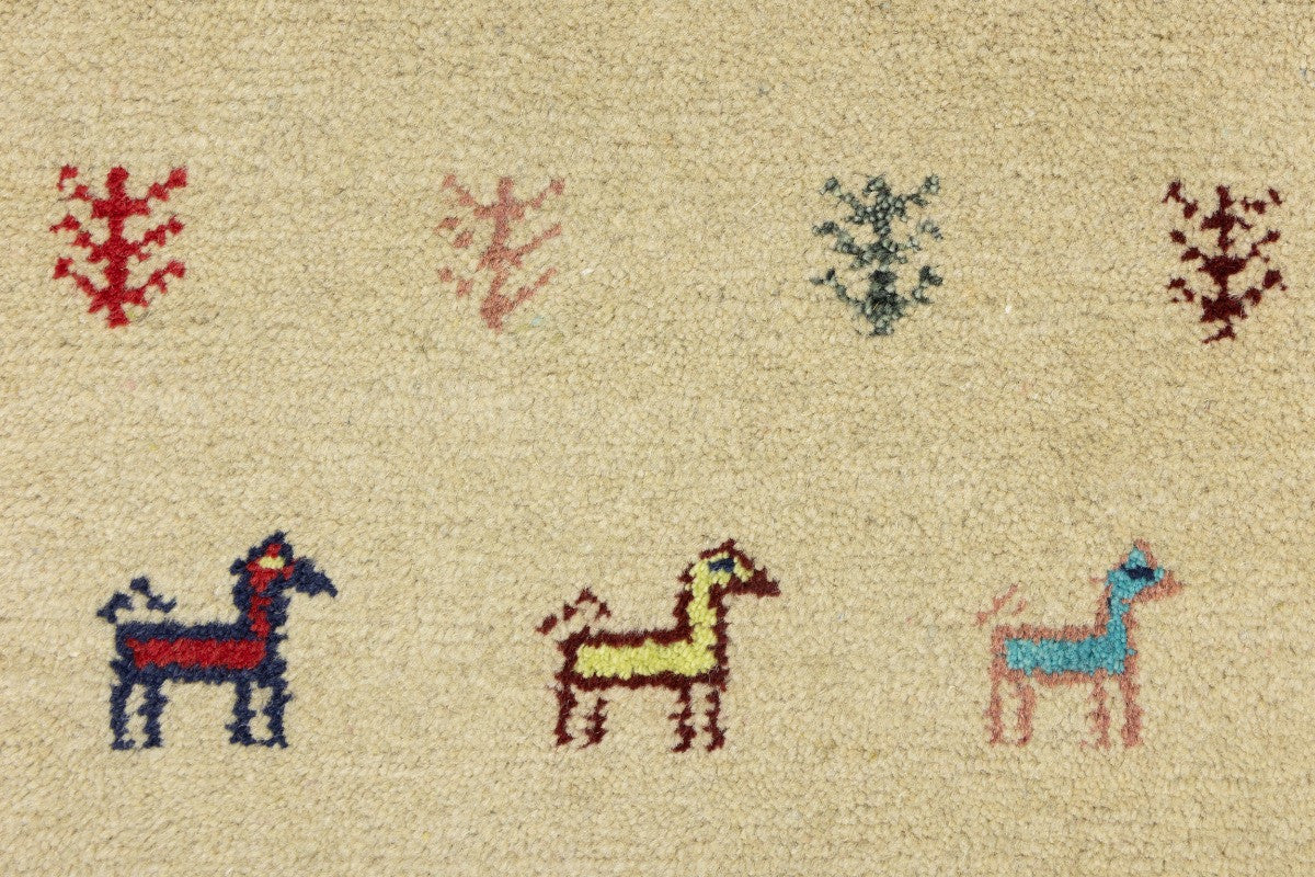 Hand-Knotted Tribal Indo-Gabbeh Pictorial Runner