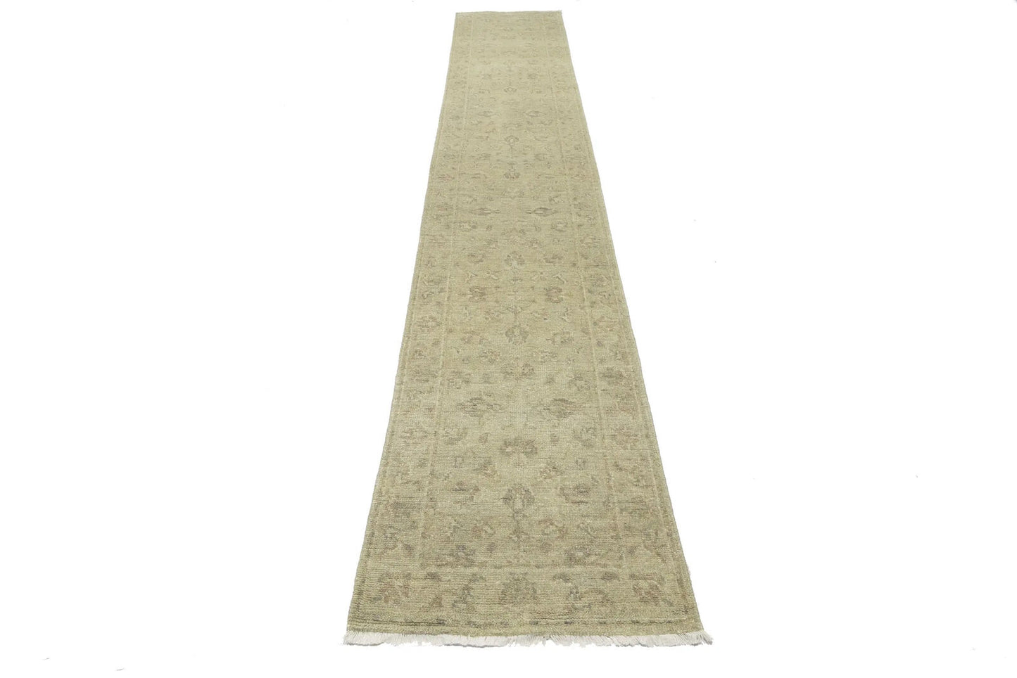 Handmade Wool Oriental Runner Rug Muted Floral