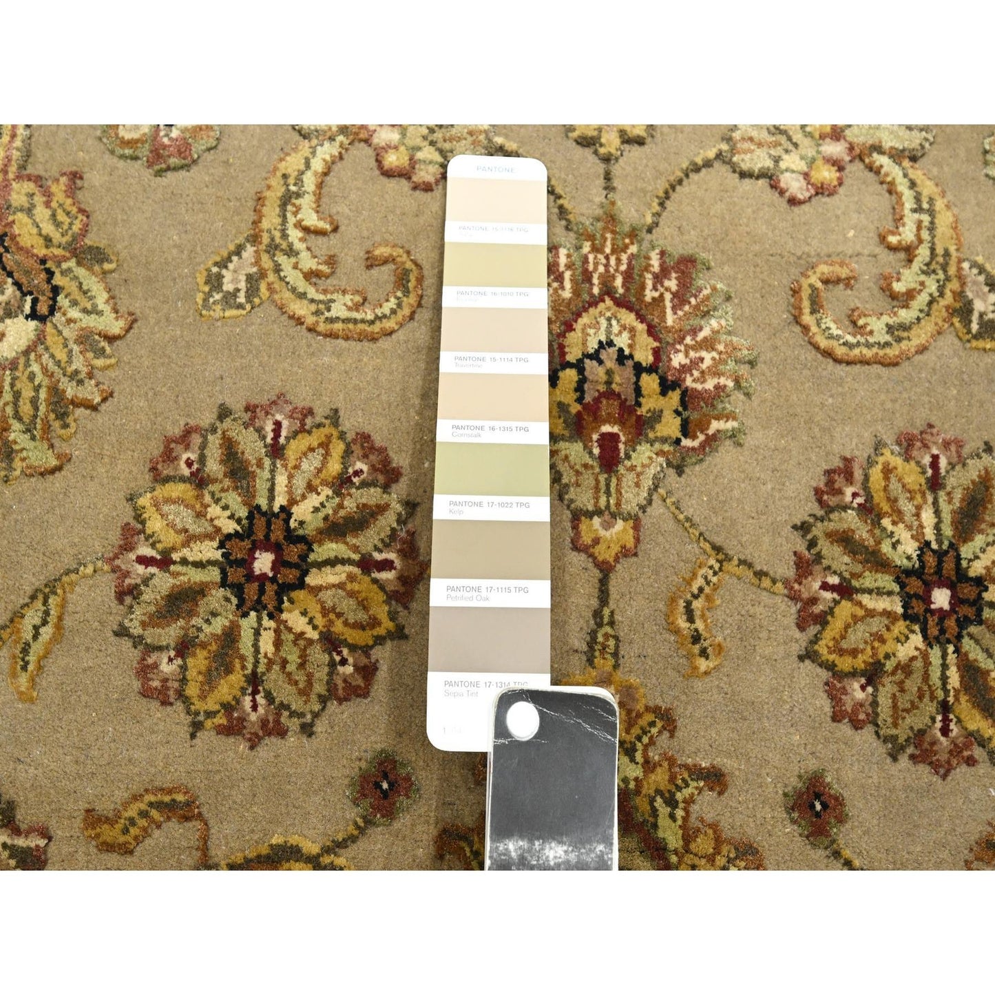 2'6"X8'3" Brown Hand Knotted Rajasthan Leaf Design Wool & Silk Runner Rug
