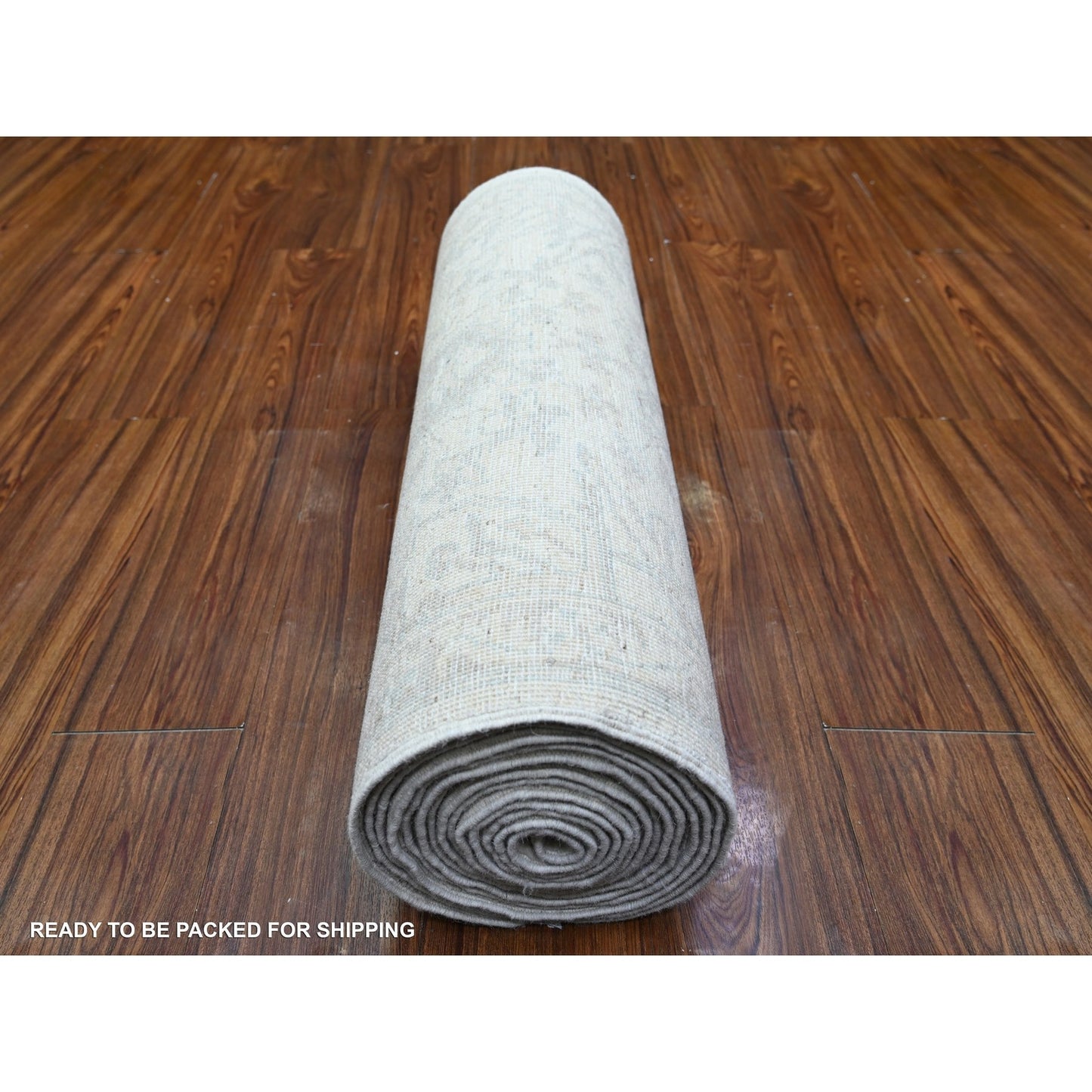 2'7"X19'1" Ivory Peshawar Faded Design Wool Hand Knotted Xl Runner Rug
