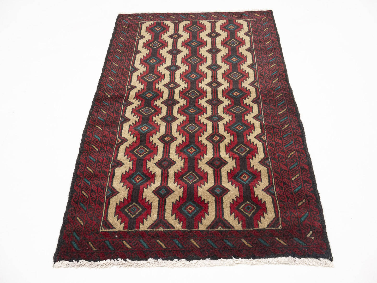 Vintage Hand-Knotted Oriental Rug 4X6 Ft Tribal
