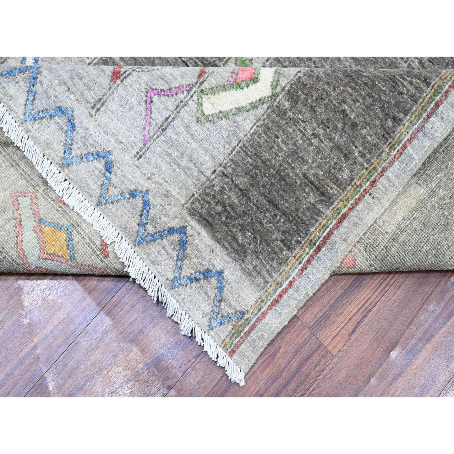 9'10"X13'8" Cloud Gray Fine Peshawar Wool Hand Knotted Oriental Rug