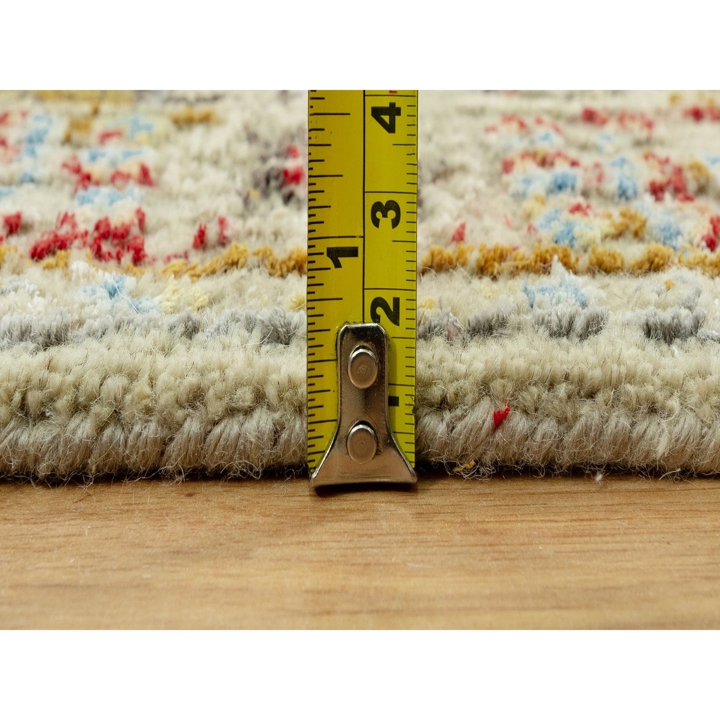2'9"X15'10" Beige Wool And Silk Sunset Hand Knotted Runner Oriental Rug