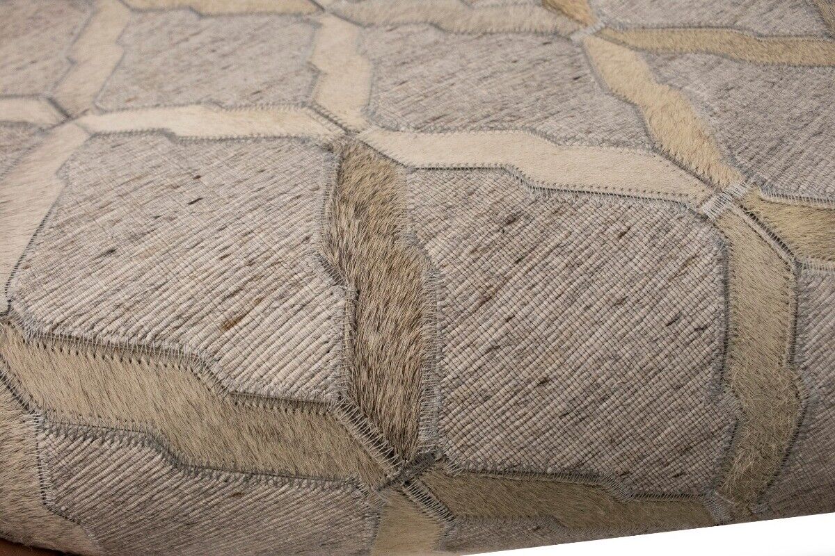 5X8 ft Handcrafted Silver Cowhide Rug