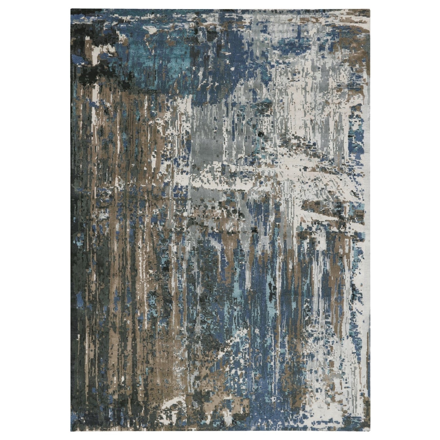 9'9"X'13'9" Blue Abstract Design Wool And Silk Hand Knotted Oriental Rug