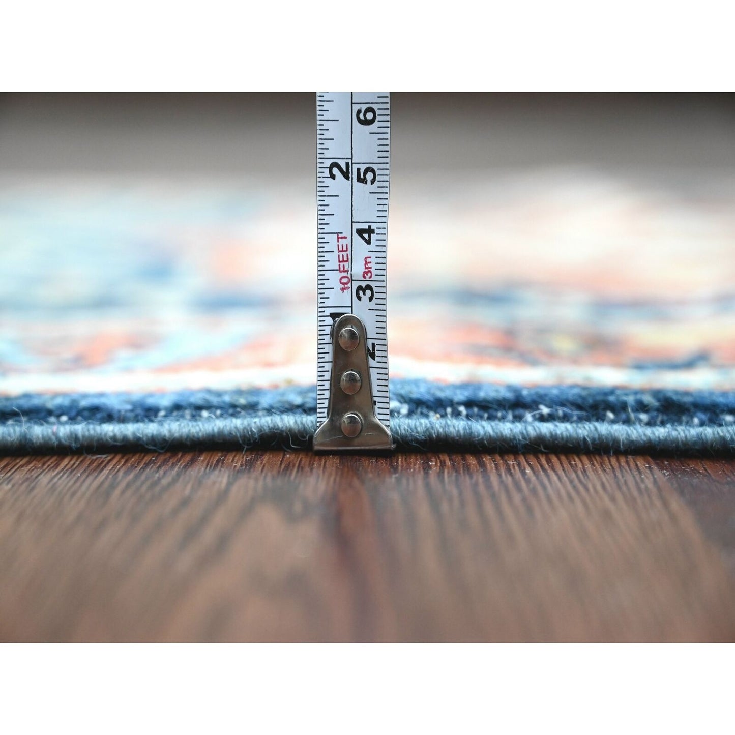 2'5"X6' Yale Blue Caucasian Akstafa Design Wool Hand Knotted Runner Rug