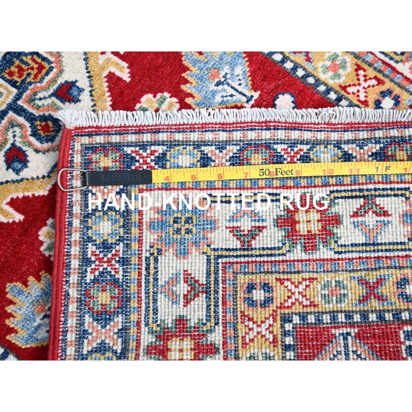 2'9"X6'6" Red Denser Weave Oriental Wool Hand Knotted Kazak Runner Rug