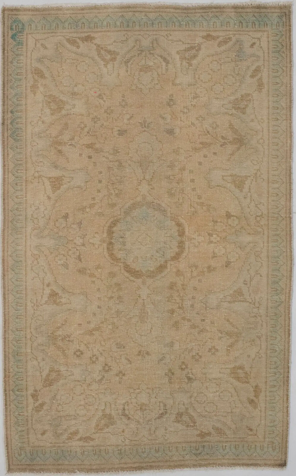 Antique Hand-Knotted Wool Oriental Area Rug Beige