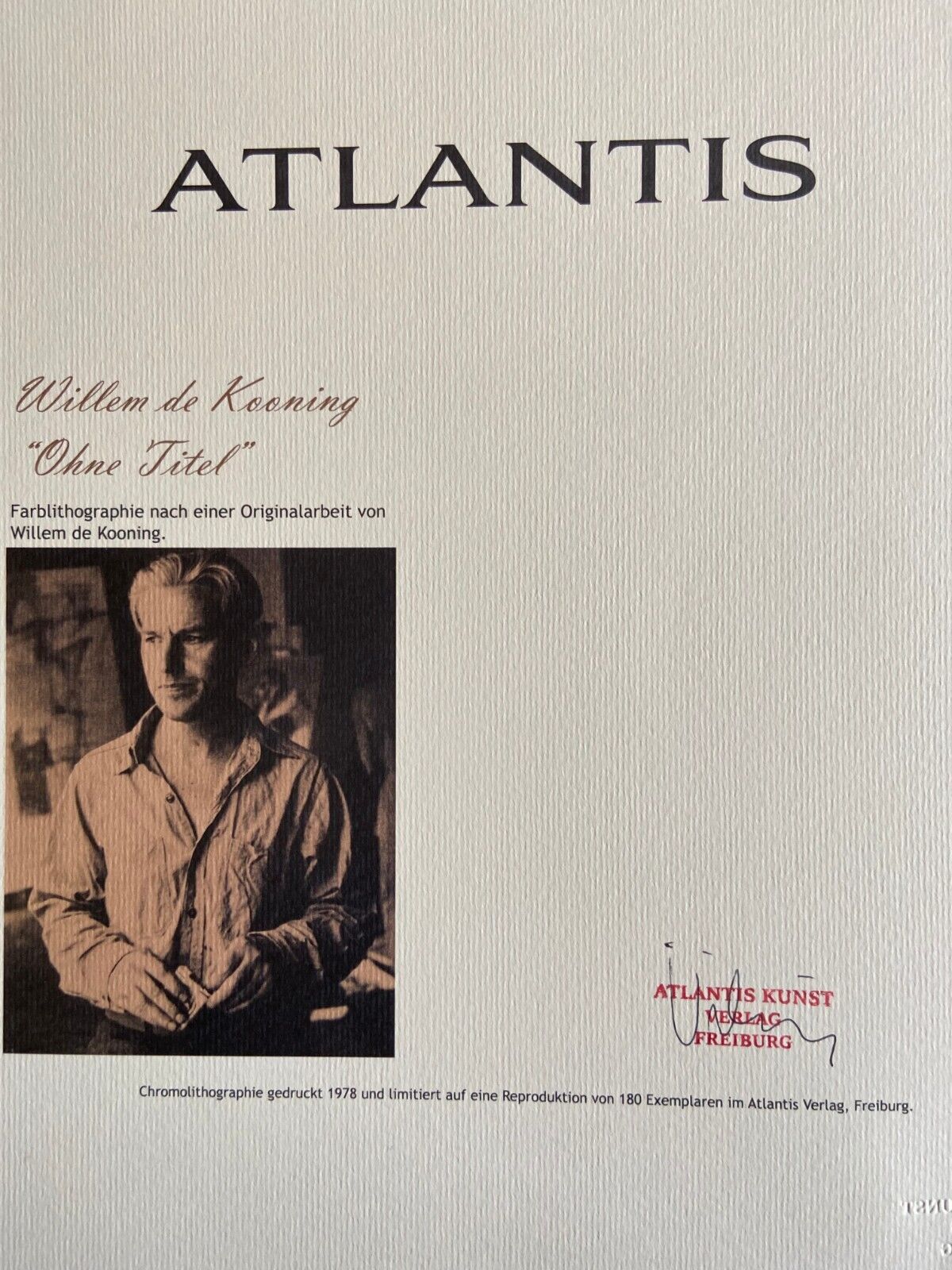Willem De Kooning Lithograph Coa Signature & Stamp