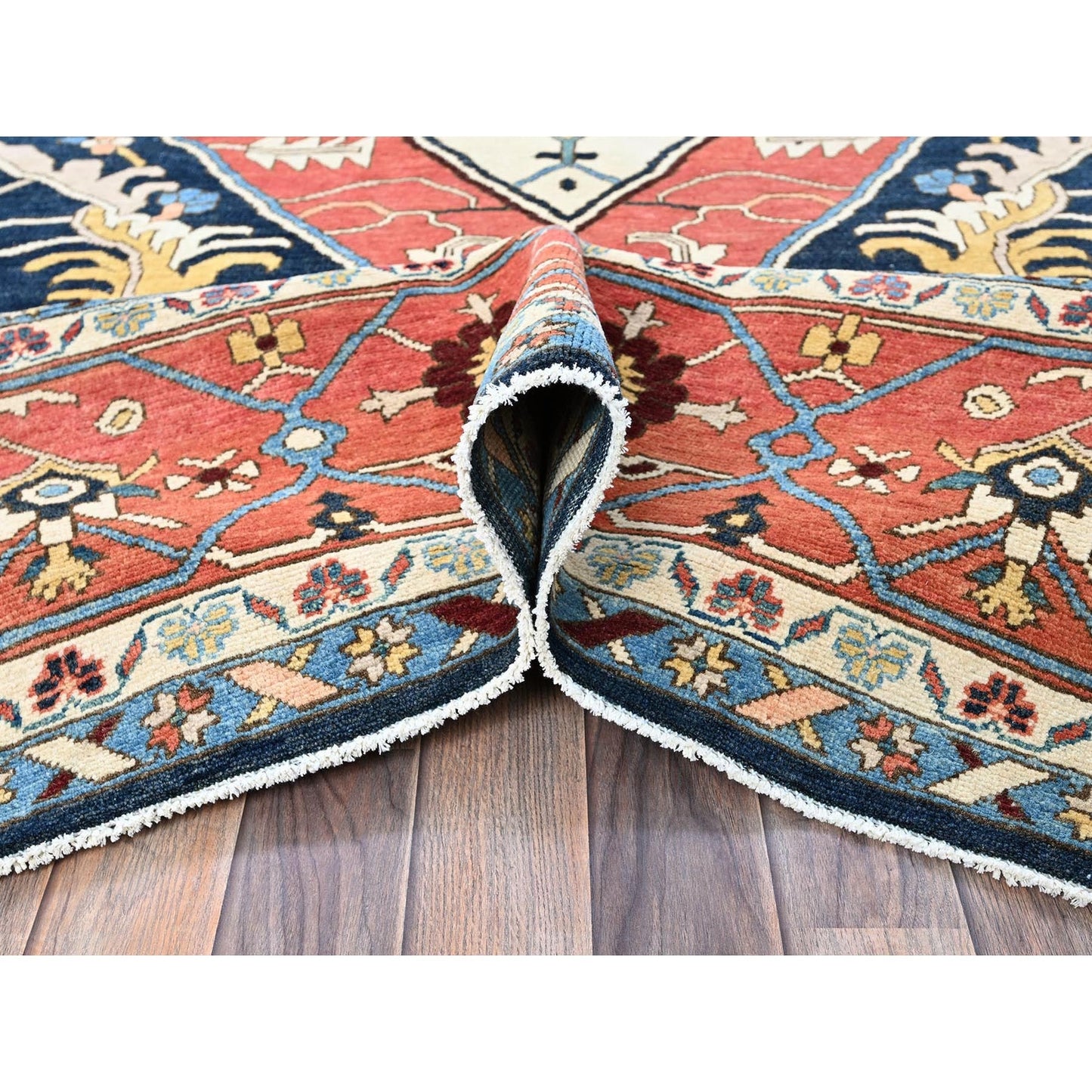10'X13'10" Yellow Peshawar With Seeripe Heris Design Hand Knotted Wool Rug