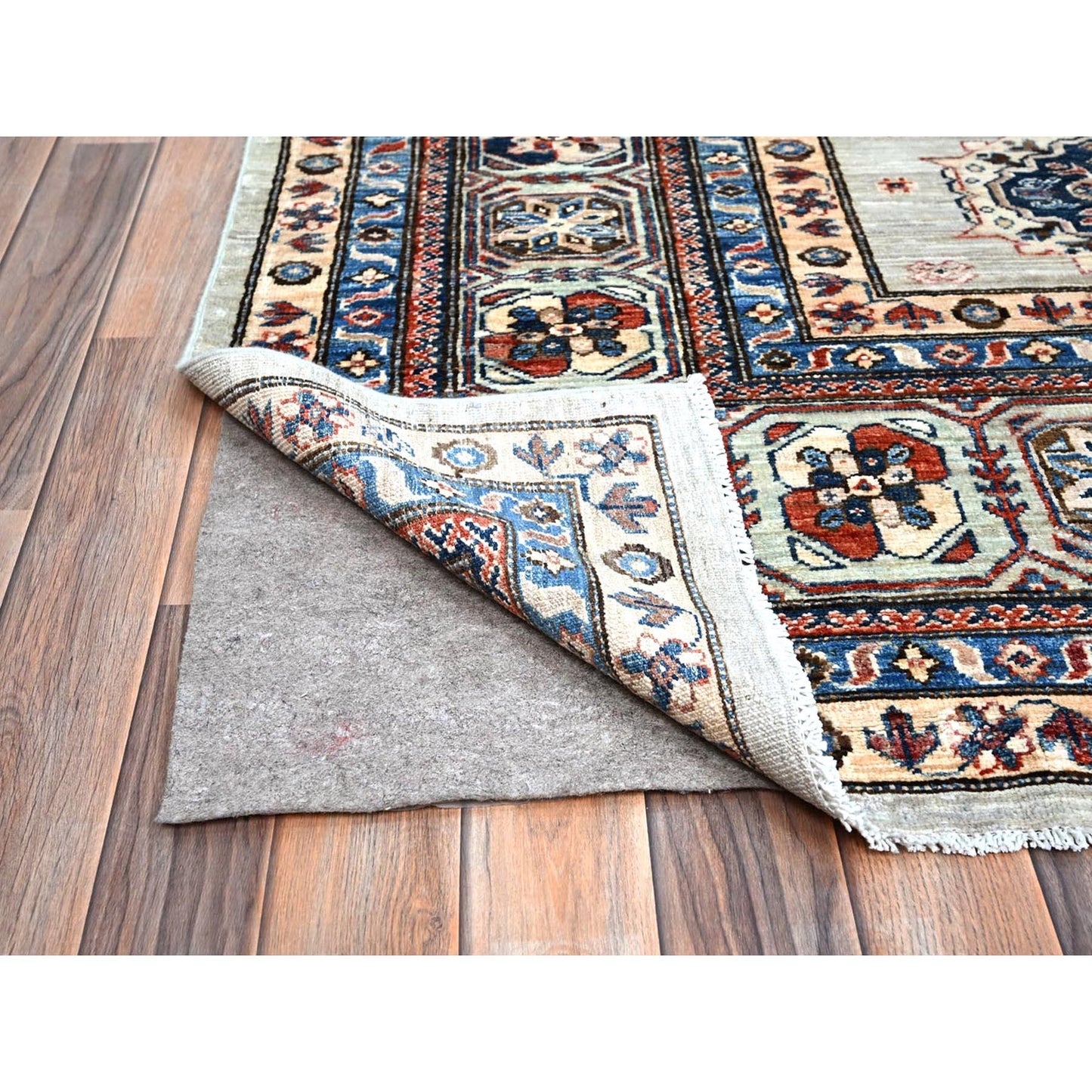 10'X13'8" Wickham Gray Hand Knotted Wool Afghan Super Kazak Oriental Rug