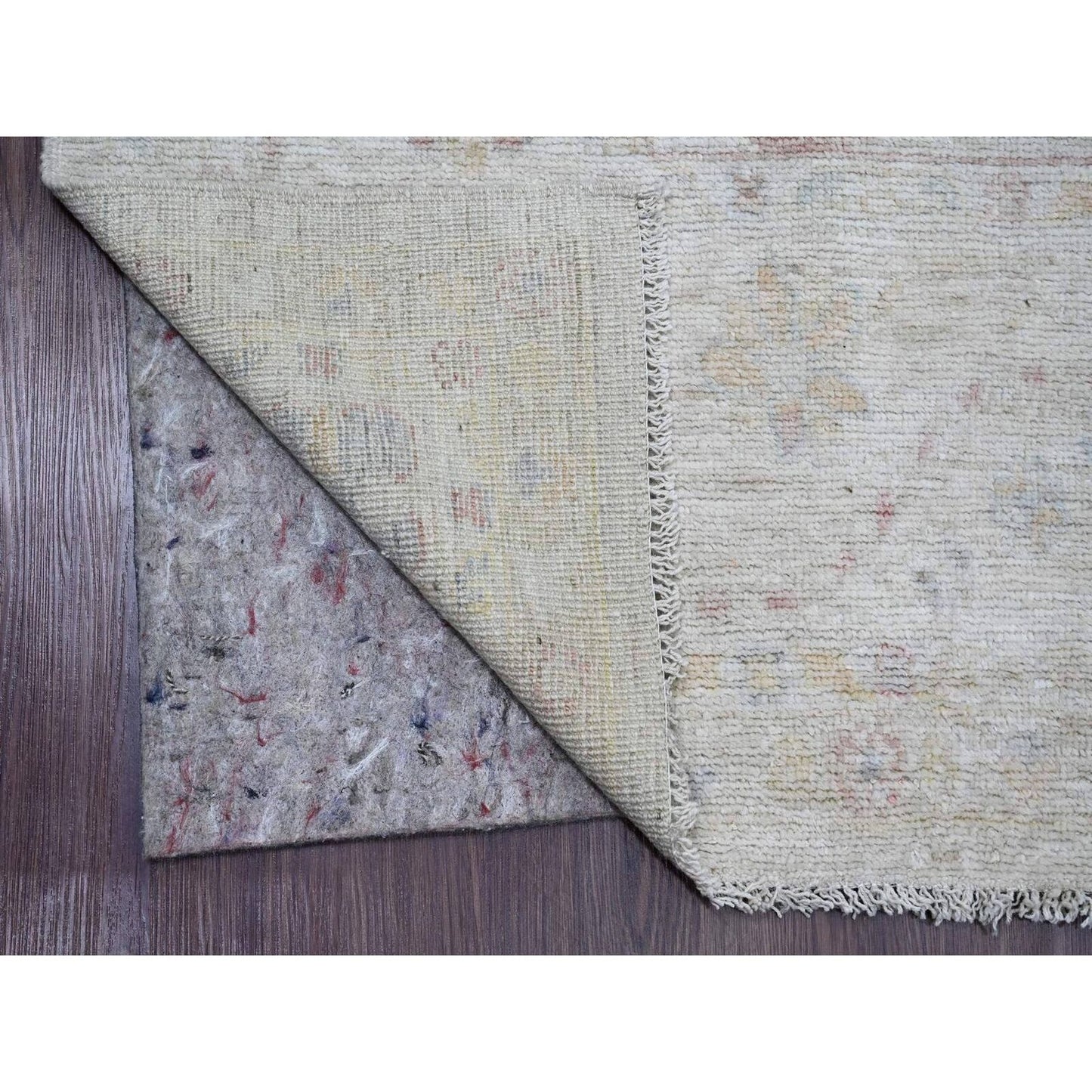 7'10"X9'8" Gray Hand Knotted Afghan Angora Oushak Leaf Design Wool Rug