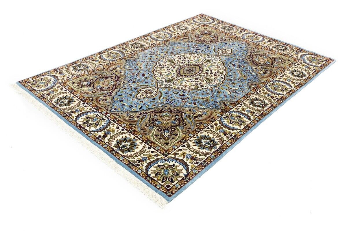 Hand-Knotted Kirman Oriental Rug 6X8 Ft Blue