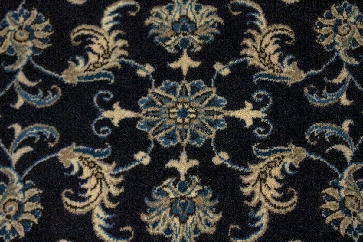 Vintage Oriental Runner Rug Allover Floral Navy