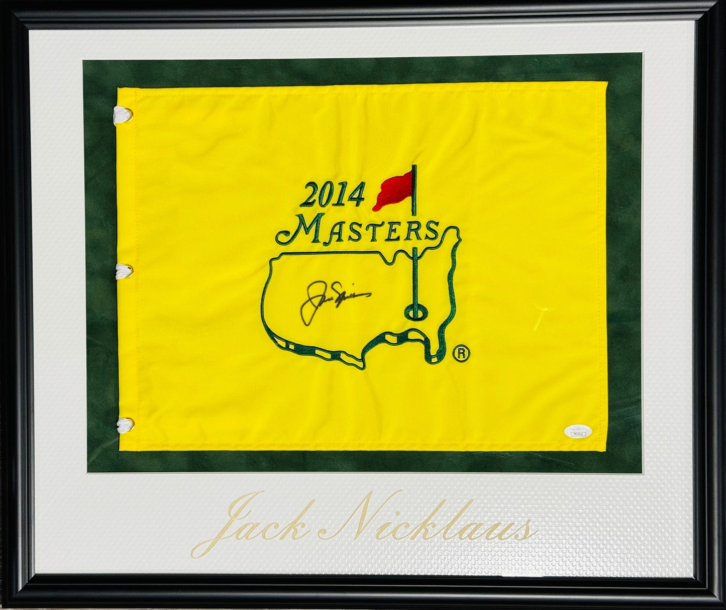 Jack Nicklaus Autographed Framed 2014 Masters Flag (Jsa)