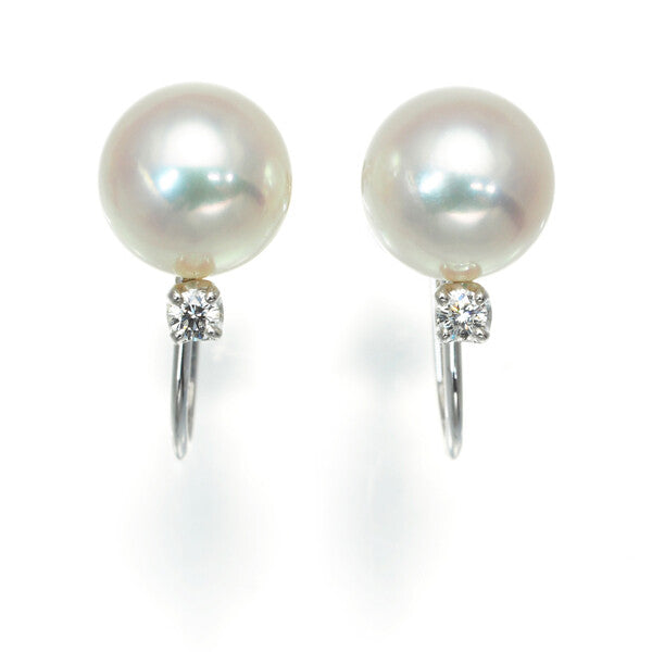 Mikimoto Earrings Akoya Pearl 7.5Mm Diamond 18K 750 White Gold