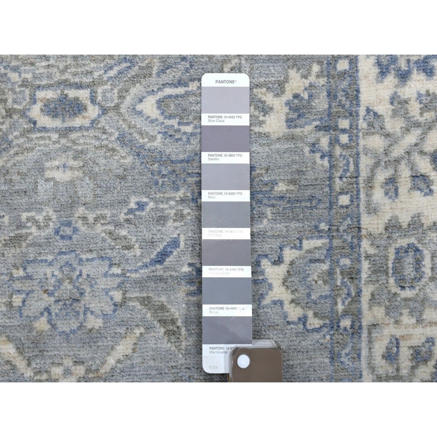 2'6"X9'9" Hand Knotted Gray Afghan Peshawar Extra Soft Wool Runner Rug