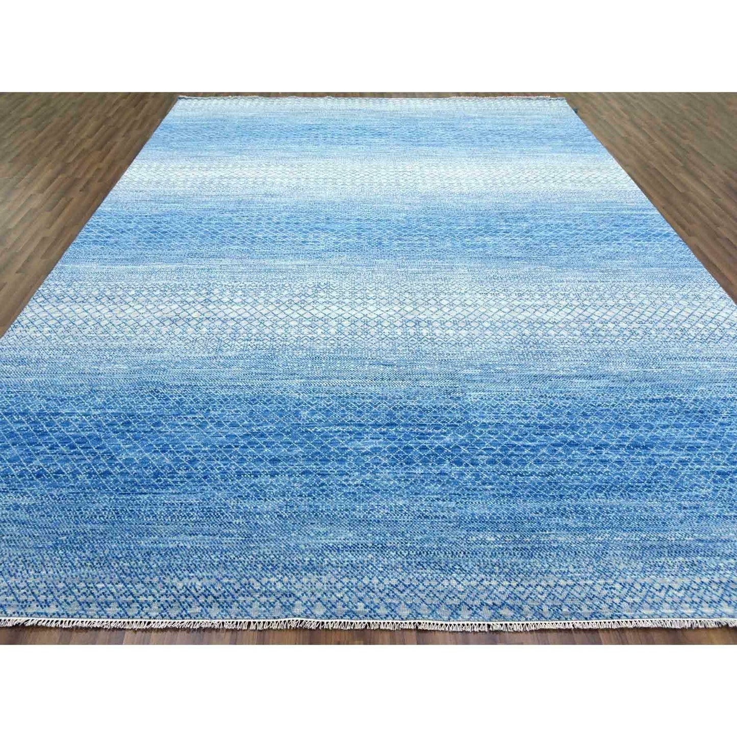 10'1"X14' Blue Chiaroscuro Collection Wool Hand Knotted Oriental Rug