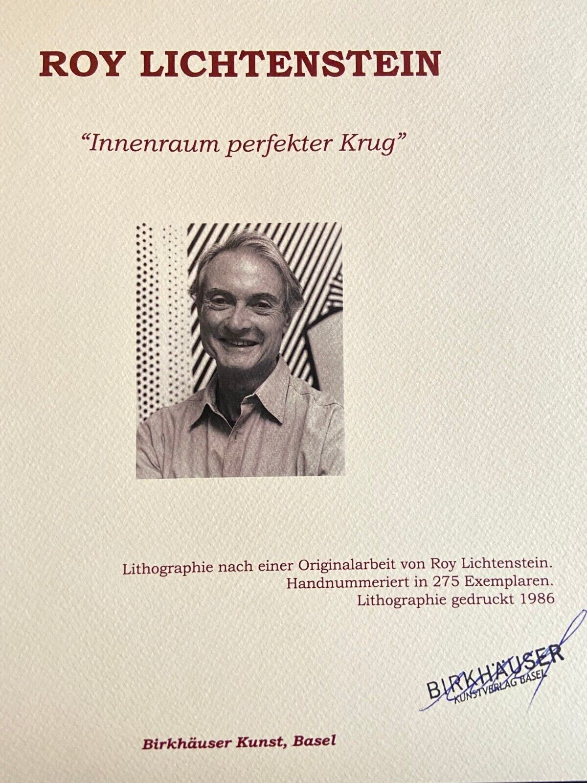 Roy Lichtenstein Lithograph Signed Numbered