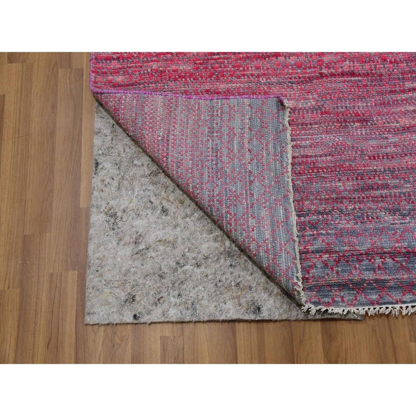 9'4"X12'2" Desire Red Wool Hand Knotted Modern Chiaroscuro Collection Rug