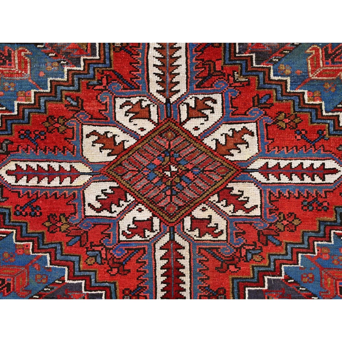 9'9"X13'3" Red Semi Antique Zoroastrian Heris Pure Wool Hand Knotted Rug