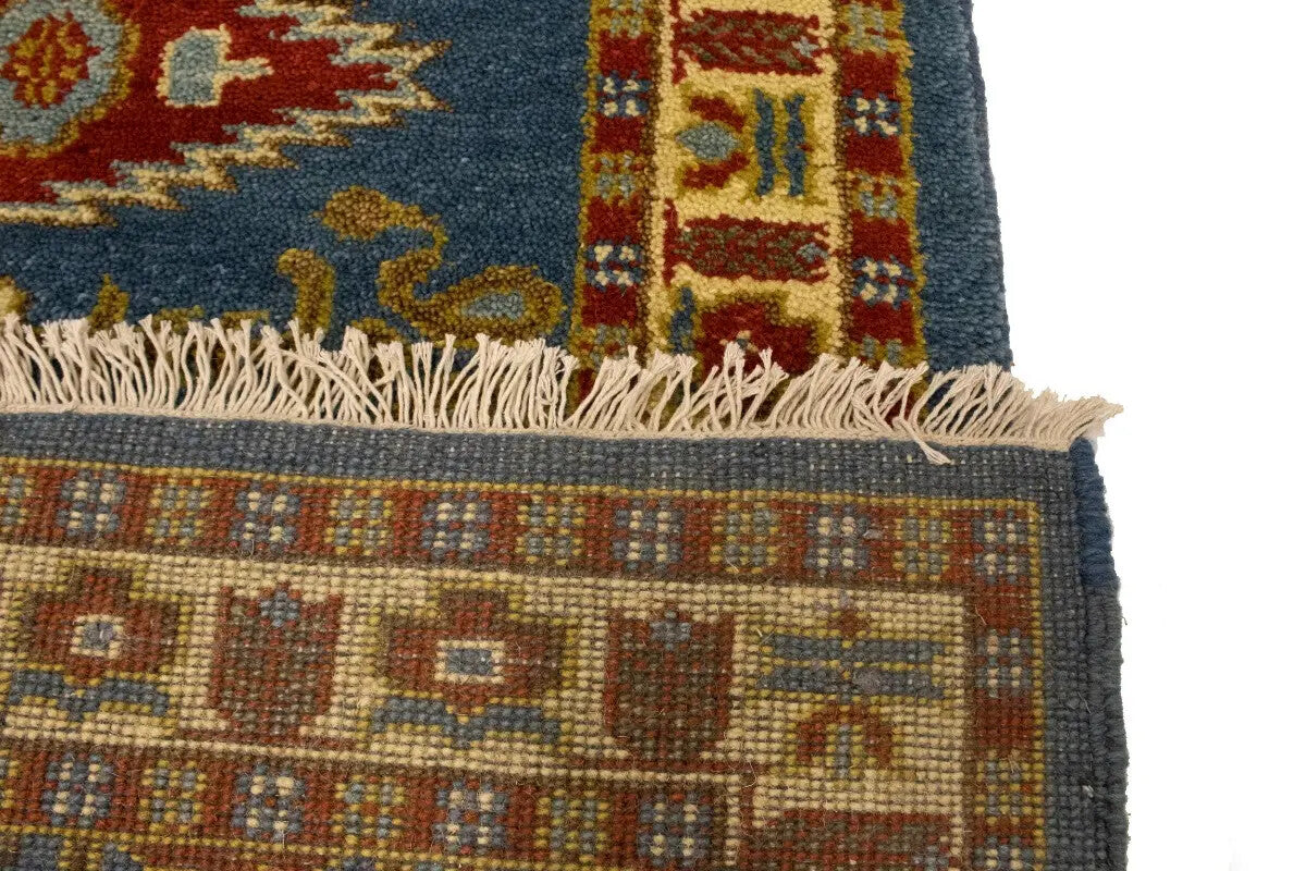 Vintage Style Geometric Kazak Runner Rug Oriental