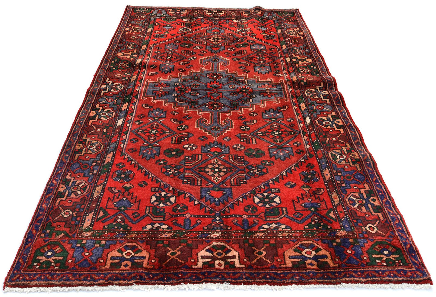 Vintage Hand-Knotted Wool Oriental Rug Red Tribal