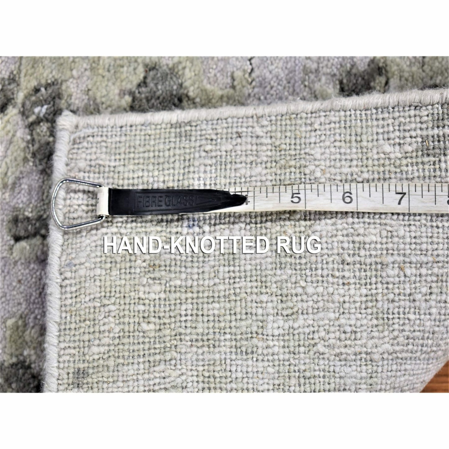 2'6"X10'4" Gray Modern Abstract Design Hand Knotted Pure Wool Runner Rug