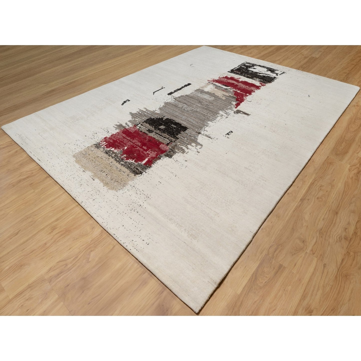 9'X12' White Modern Lori Buft Gabbeh 100% Wool Hand Knotted Oriental Rug