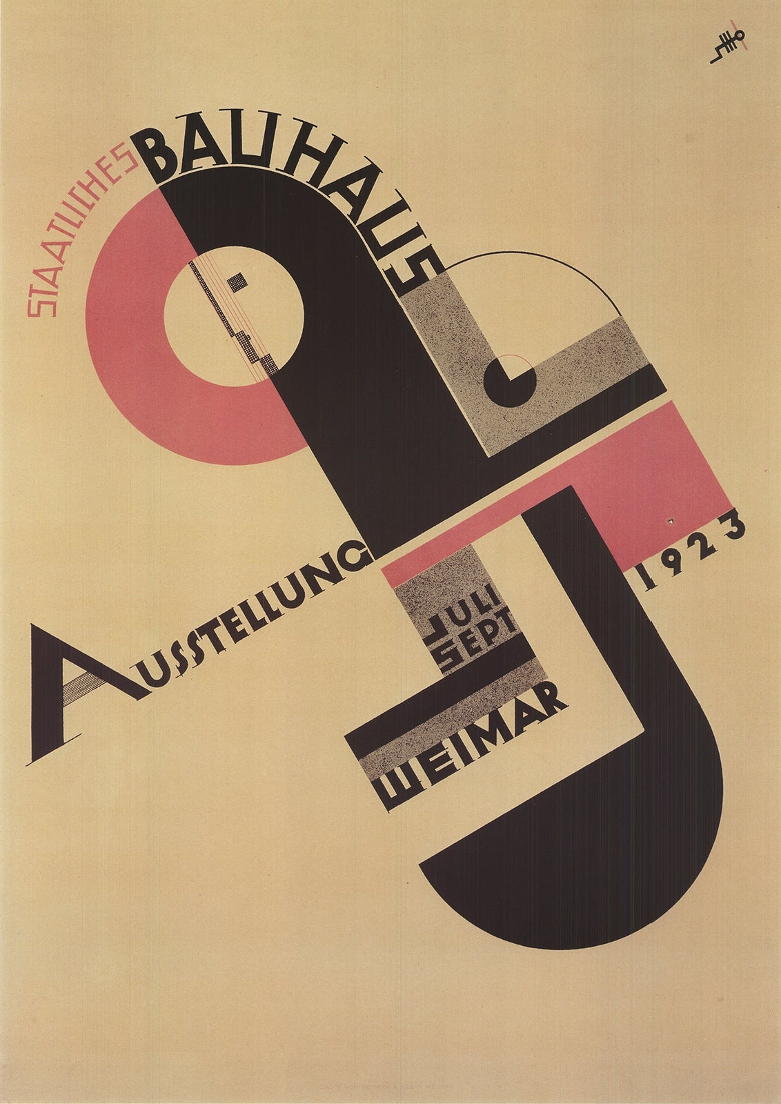 Joost Schmidt Bauhaus Exhibition " Offset Lithograph Art Nouve