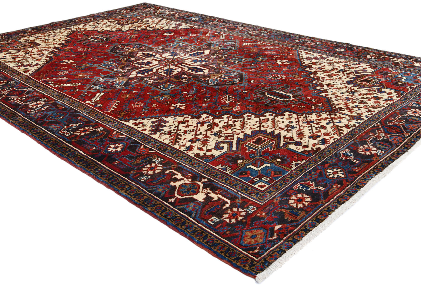 Red Serapi Oriental Rug Large Vintage Geometric